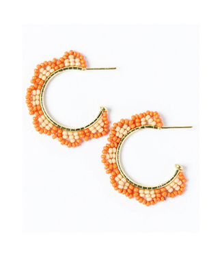 Ink + Alloy Luna beaded scallop gold hoop coral