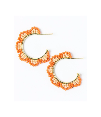 Ink + Alloy Luna beaded scallop gold hoop coral