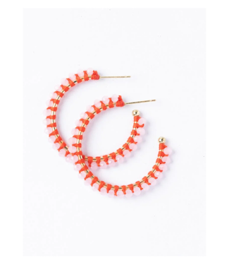 Lillian crystal threaded beads hoop pink