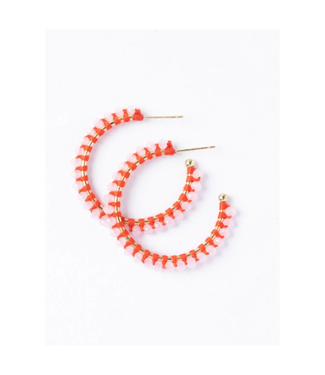 Ink + Alloy Lillian crystal threaded beads hoop pink