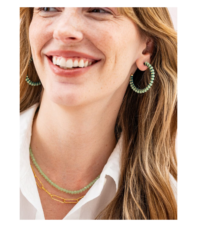 Lillian crystal threaded beads hoop mint