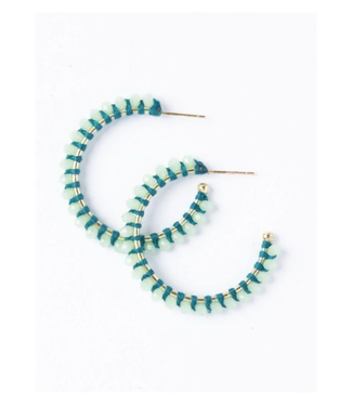 Lillian crystal threaded beads hoop mint