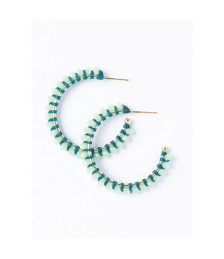 Ink + Alloy Lillian crystal threaded beads hoop mint