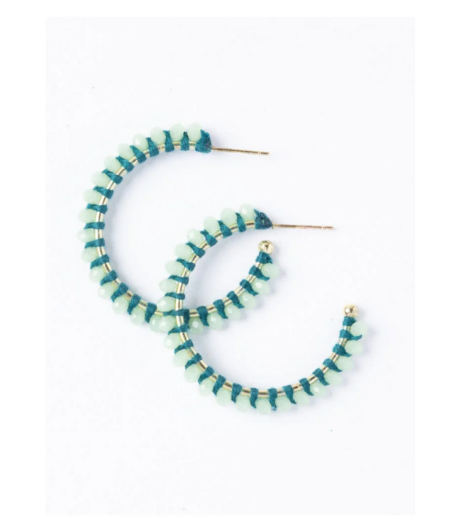 Lillian crystal threaded beads hoop mint