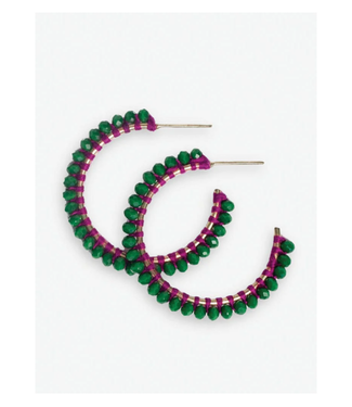 Lillian crystal threaded beads hoop emerald