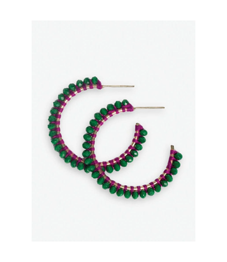 Ink + Alloy Lillian crystal threaded beads hoop emerald
