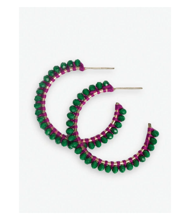 Lillian crystal threaded beads hoop emerald