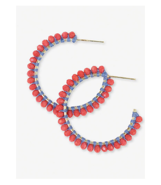 Lillian crystal threaded beads hoop coral