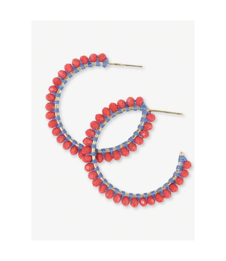 Ink + Alloy Lillian crystal threaded beads hoop coral