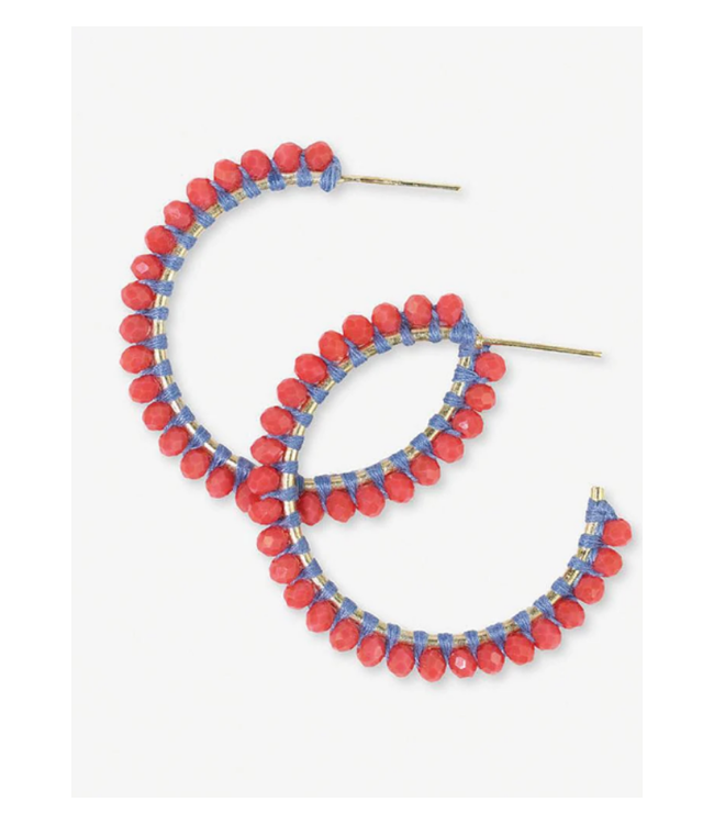 Lillian crystal threaded beads hoop coral