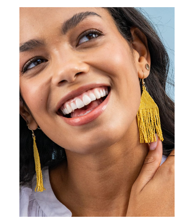 Lexie solid beaded fringe earrings