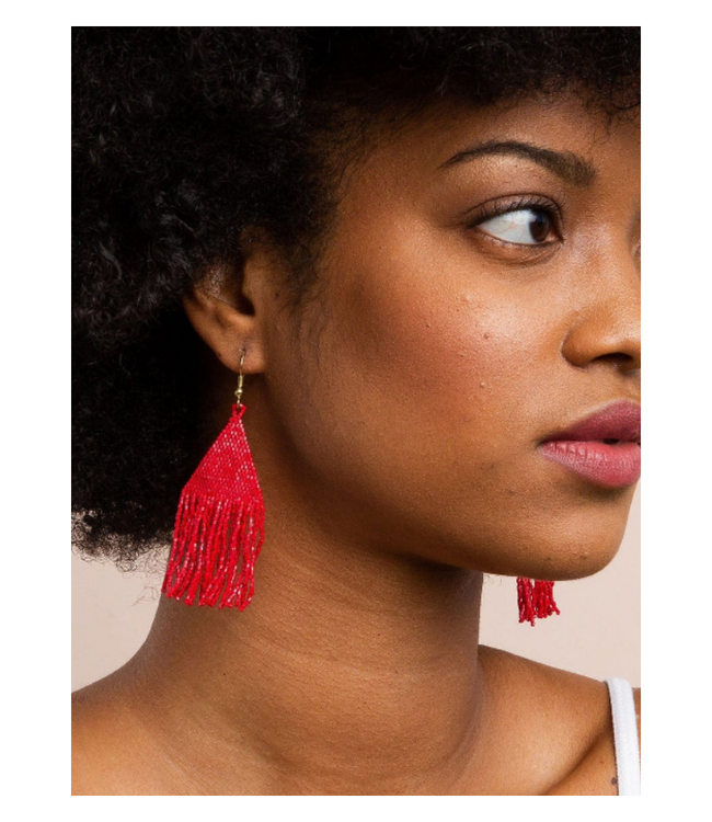 Lexie solid beaded fringe earrings