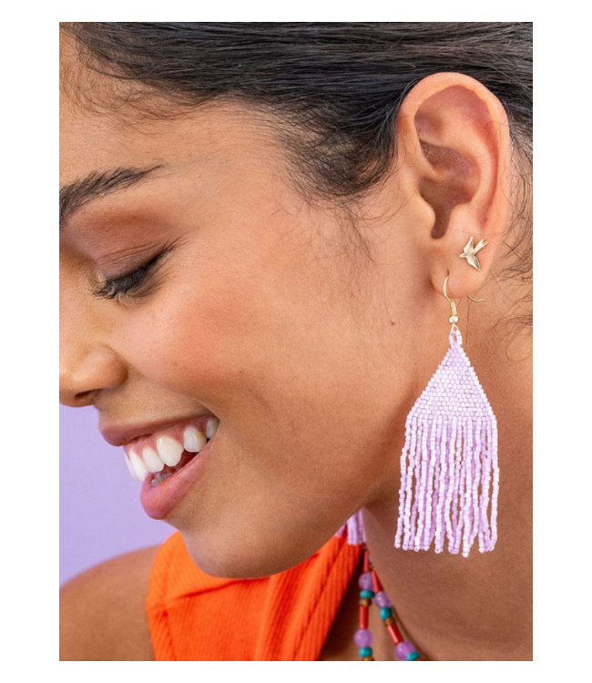 Lexie solid beaded fringe earrings