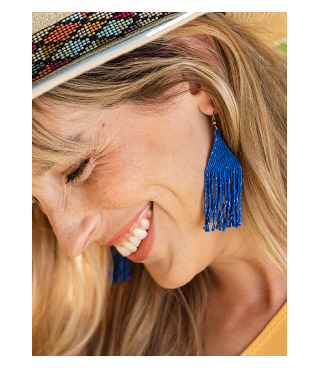 Lexie solid beaded fringe earrings