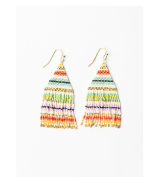 Lexie horizontal lines beaded fringe earrings