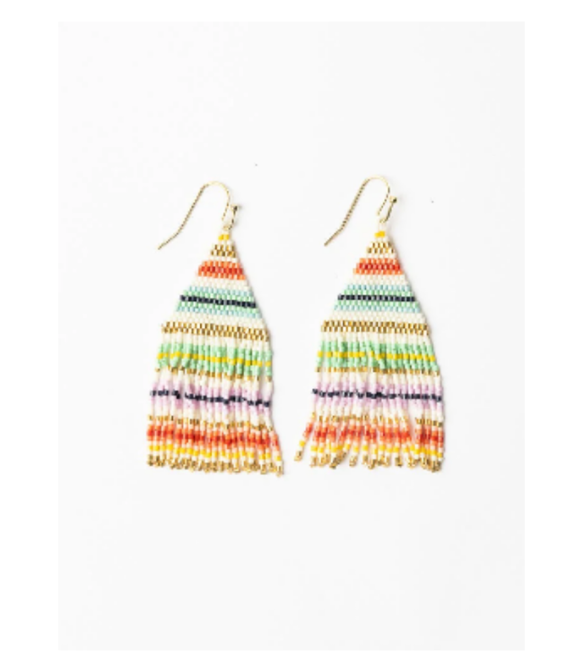 Lexie horizontal lines beaded fringe earrings