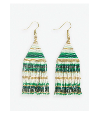 Lexie horizontal lines beaded fringe earrings