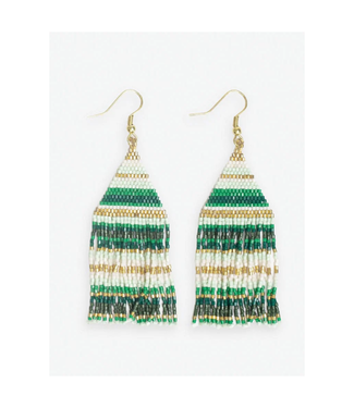 Ink + Alloy Lexie horizontal lines beaded fringe earrings