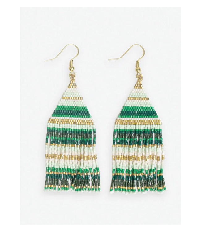 Lexie horizontal lines beaded fringe earrings