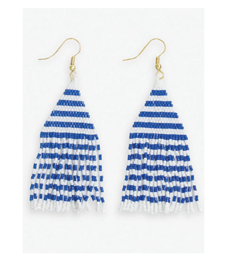 Lexie horizontal lines beaded fringe earrings