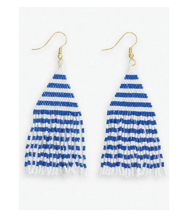 Lexie horizontal lines beaded fringe earrings