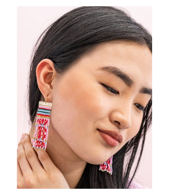 Lauren faire isle beaded earring pink