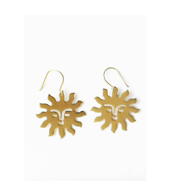 Ink + Alloy Lane sun dangle earrings brass