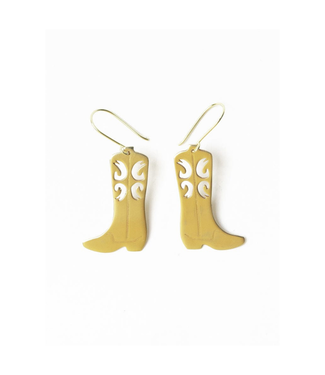 Ink + Alloy Lacey boot dangle earring brass