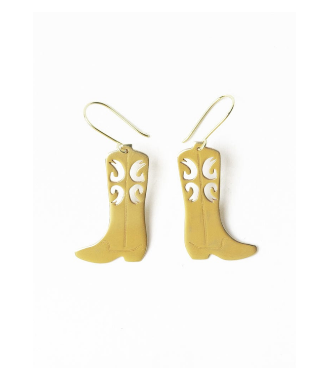 Lacey boot dangle earring brass