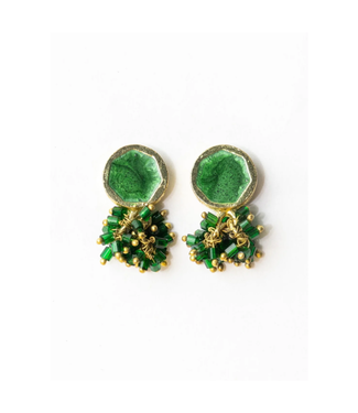 Ink + Alloy Kimberly enamel earring leaf green