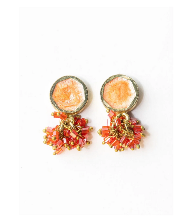 Kimberly enamel earring coral
