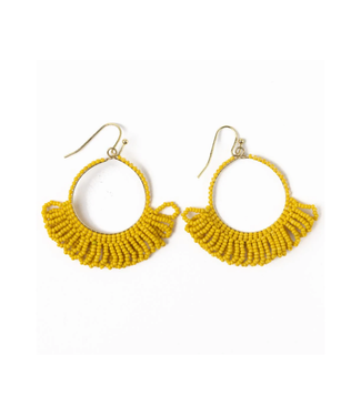 Ink + Alloy Kendra fringe hoop sead bead earring yellow