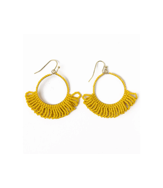 Ink + Alloy Kendra fringe hoop sead bead earring yellow