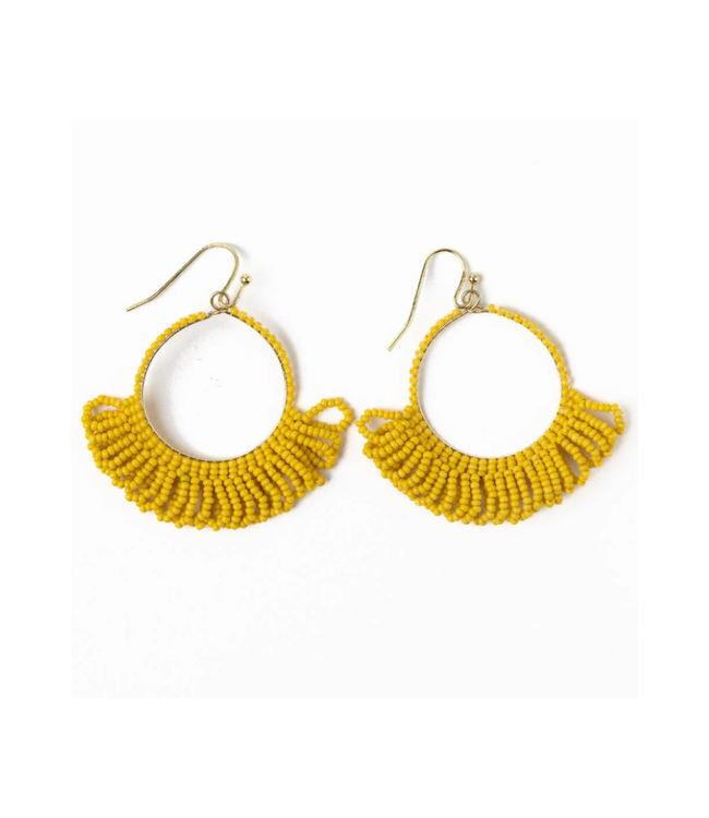 Kendra fringe hoop sead bead earring yellow