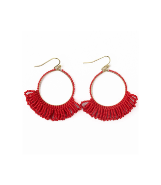 Ink + Alloy Kendra fringe hoop sead bead earring red