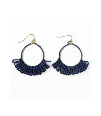 Ink + Alloy Kendra fringe hoop sead bead earring navy