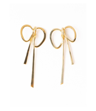 Katie large bow post earrings brass.