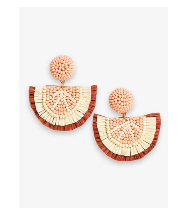 Josephine grapefruit raffia drop earrings Blush
