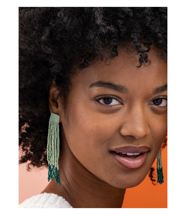 Ila stripe mixed luxe beads fringe earrings