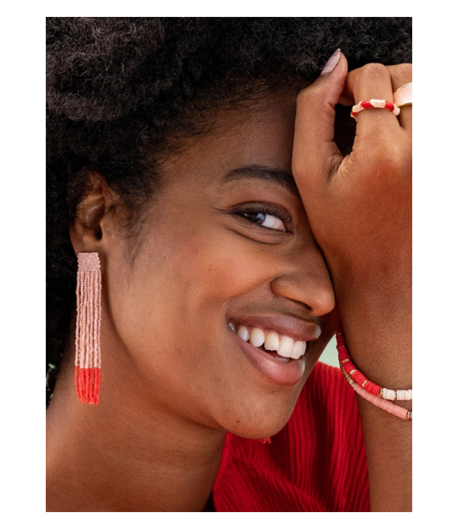 Ila stripe mixed luxe beads fringe earrings