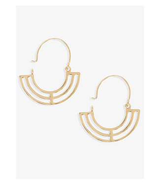 Gwen half circle w cut outs hoop earrings brass