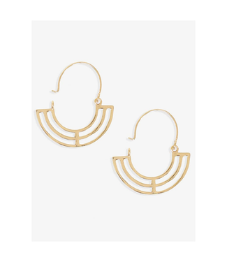 Ink + Alloy Gwen half circle w cut outs hoop earrings brass