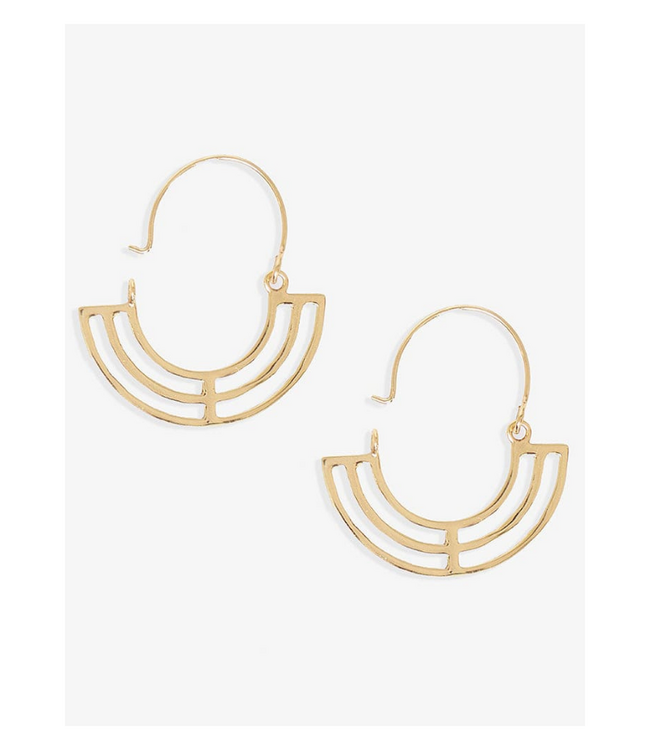 Gwen half circle w cut outs hoop earrings brass
