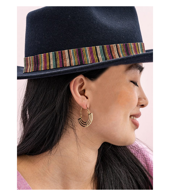 Gwen half circle w cut outs hoop earrings brass