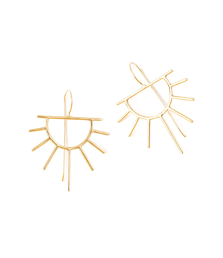 Gretchen half sun threader earrings brass