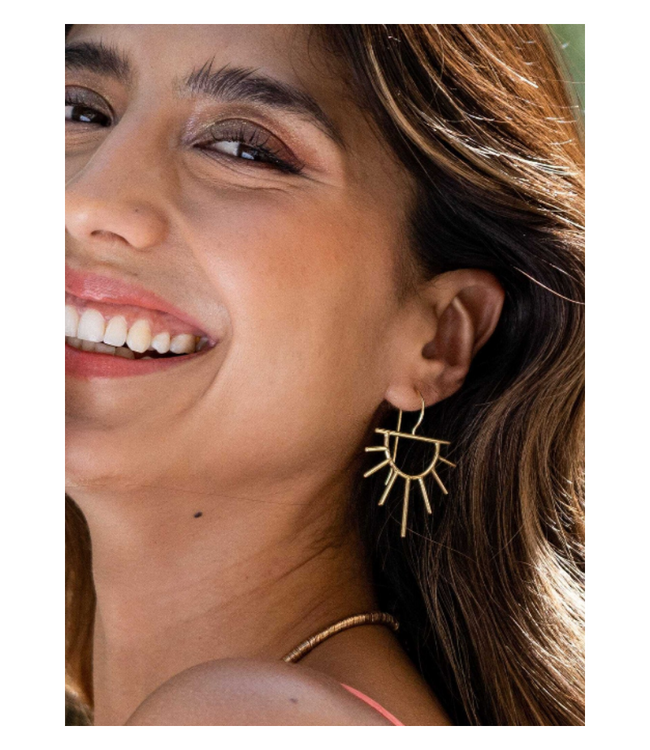 Gretchen half sun threader earrings brass
