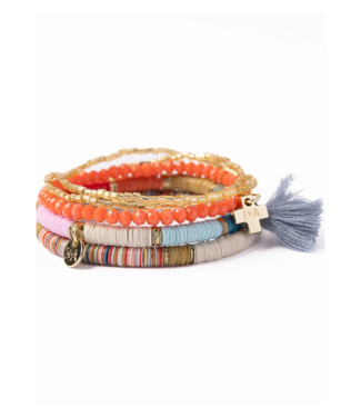 Grace Bracelet Stack of 5 multi rainbow