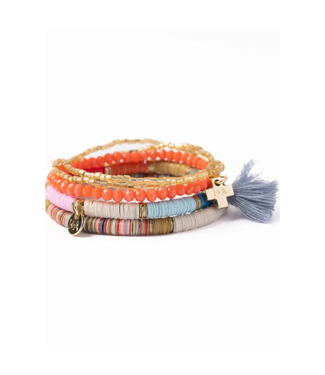 Ink + Alloy Grace Bracelet Stack of 5 multi rainbow