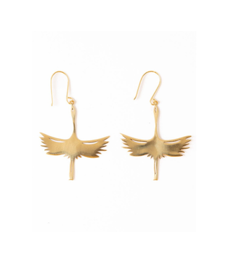Ink + Alloy Edina crane dangle earrings Brass