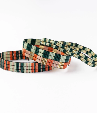 Dylan bracelet stretch set of 3 green blush